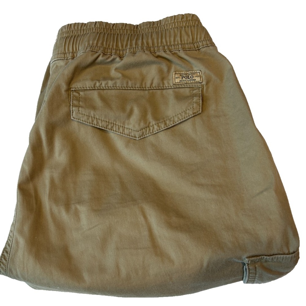 Polo Ralph Lauren Cargo Pants Small Mens Tan Khaki Zippered Cuffs Elastic Waist